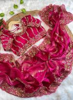 Zimmy Choo Pink Party Wear Leheriya Sequins Saree